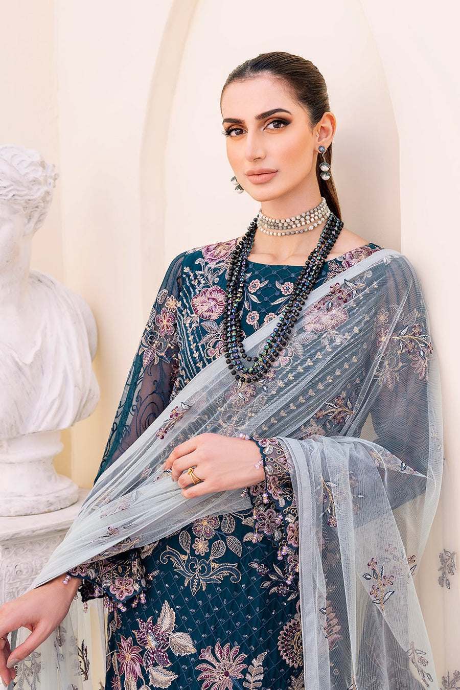 Ramsha Embroidered Chiffon Unstitched 3 Piece Suit F-2305