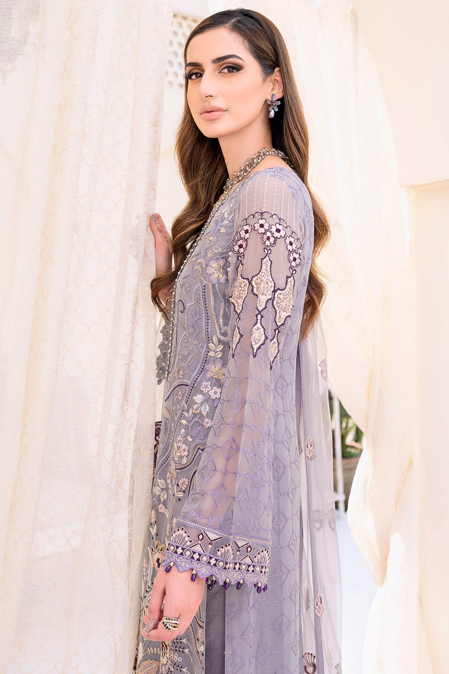 Ramsha Embroidered Chiffon Unstitched 3 Piece Suit F-2310