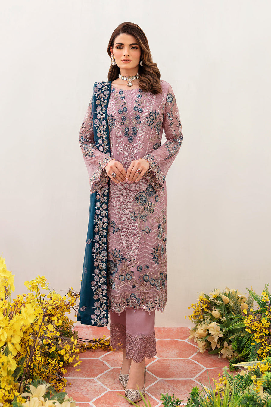 Ramsha Unstitched Embroidered Luxury Chiffon 3 Piece Suit F-2401