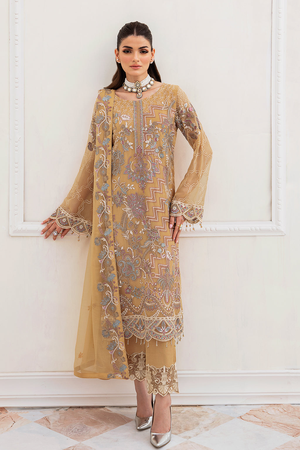 Ramsha Unstitched Embroidered Luxury Chiffon 3 Piece Suit F-2402