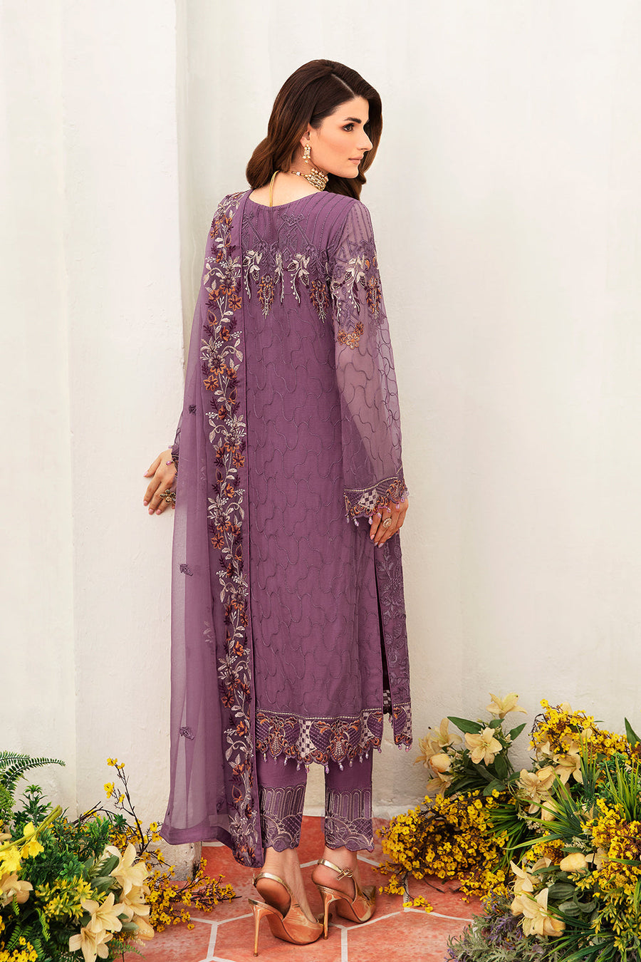 Ramsha Unstitched Embroidered Luxury Chiffon 3 Piece Suit F-2404