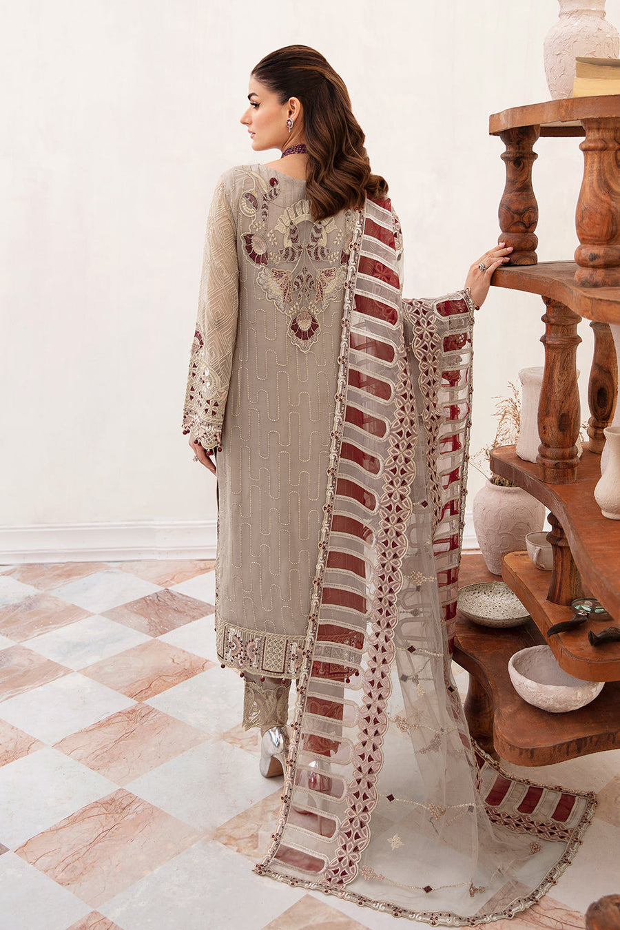 Ramsha Unstitched Embroidered Luxury Chiffon 3 Piece Suit F-2405