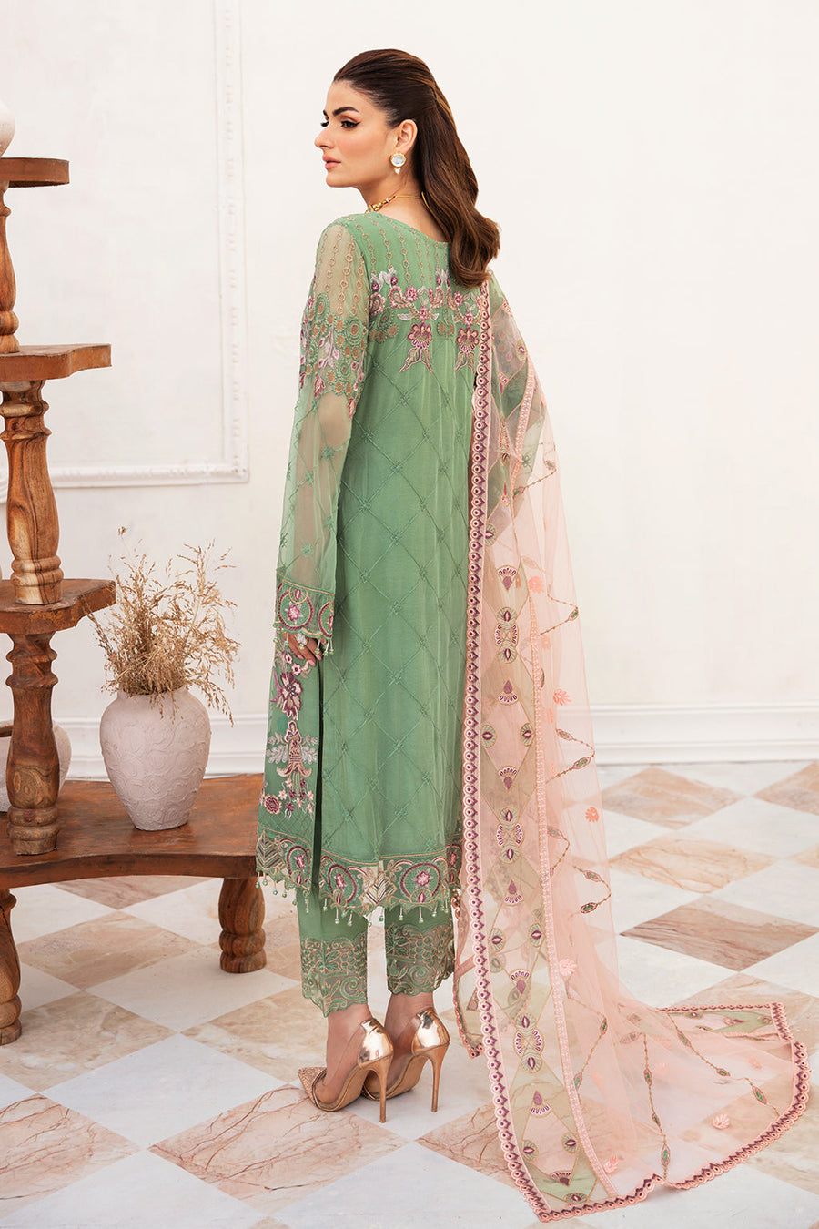 Ramsha Unstitched Embroidered Luxury Chiffon 3 Piece Suit F-2406