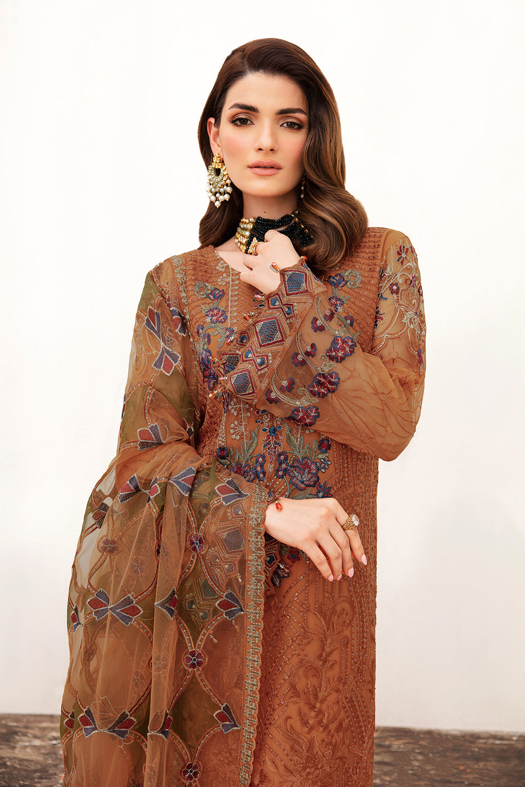 Ramsha Unstitched Embroidered Luxury Chiffon 3 Piece Suit F-2407