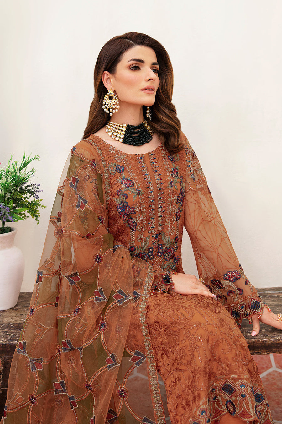 Ramsha Unstitched Embroidered Luxury Chiffon 3 Piece Suit F-2407