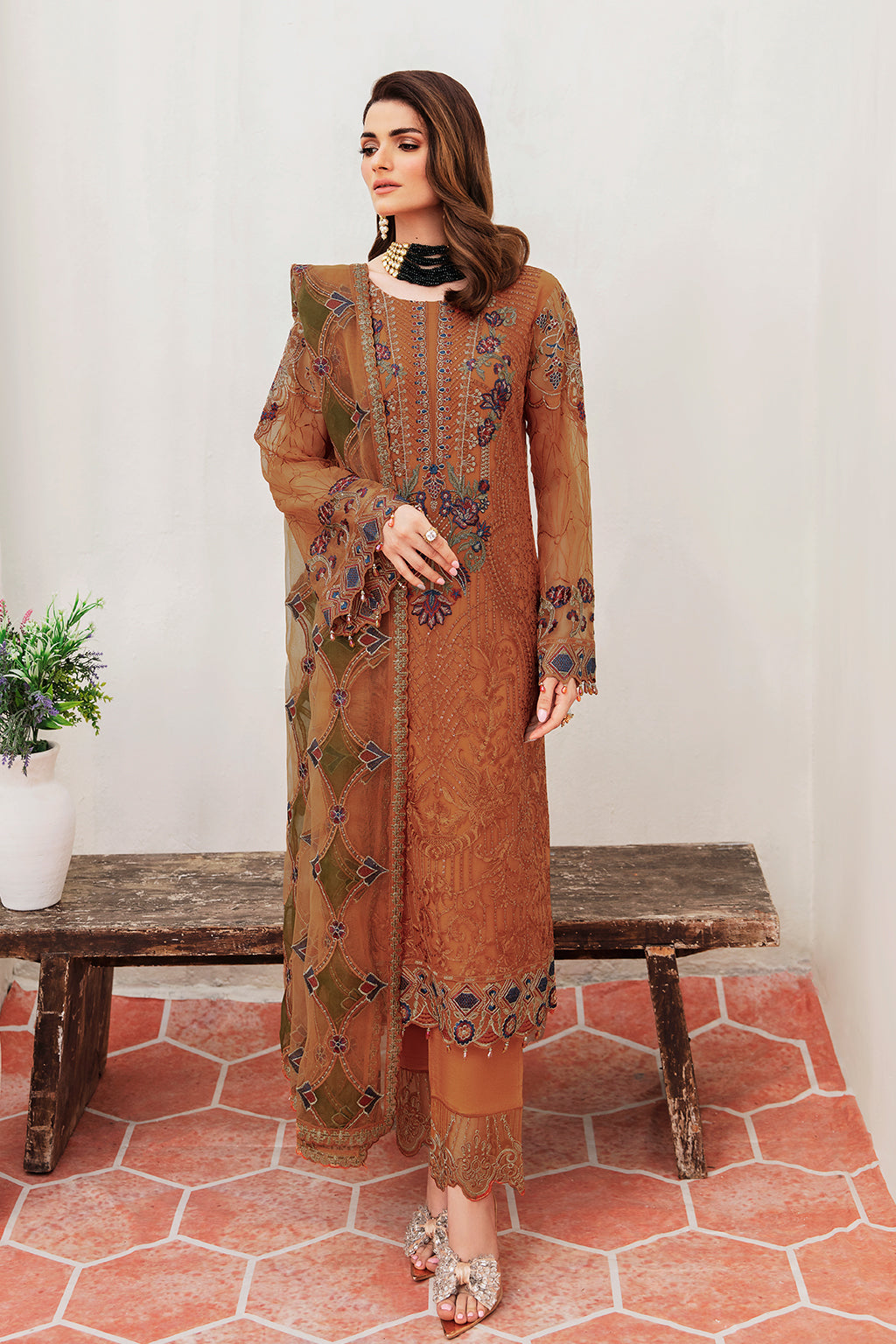 Ramsha Unstitched Embroidered Luxury Chiffon 3 Piece Suit F-2407