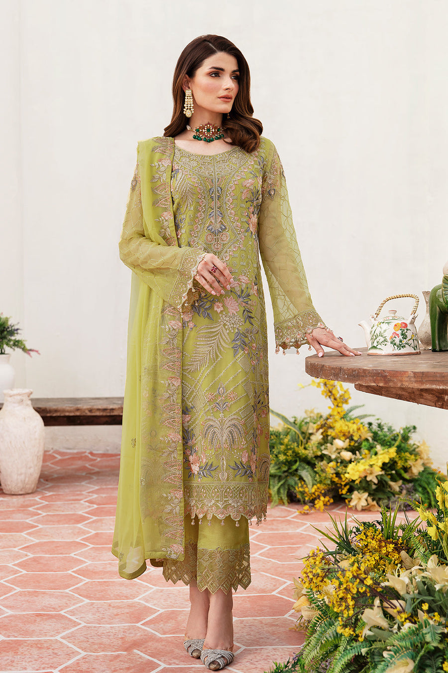 Ramsha Unstitched Embroidered Luxury Chiffon 3 Piece Suit F-2408