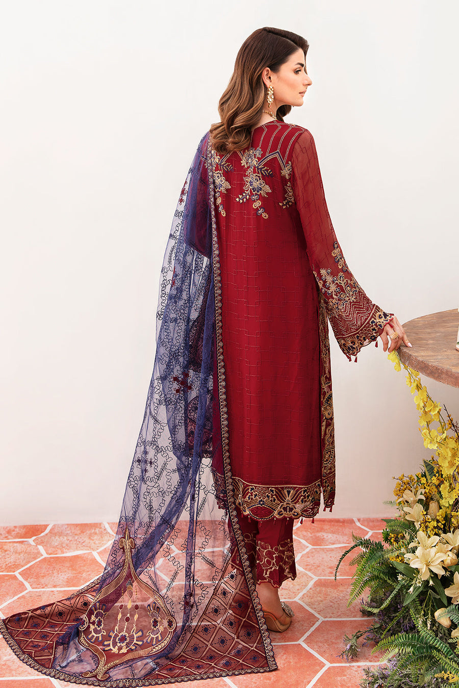 Ramsha Unstitched Embroidered Luxury Chiffon 3 Piece Suit F-2410