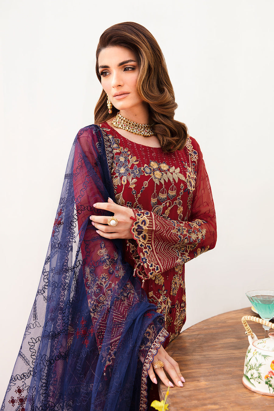 Ramsha Unstitched Embroidered Luxury Chiffon 3 Piece Suit F-2410