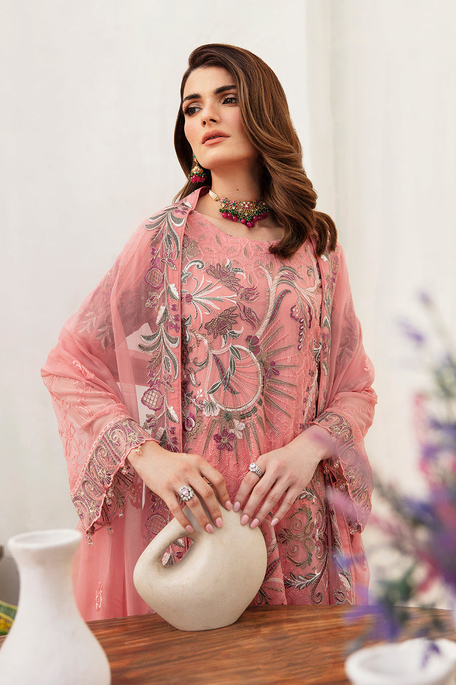 Ramsha Unstitched Embroidered Luxury Chiffon 3 Piece Suit F-2411