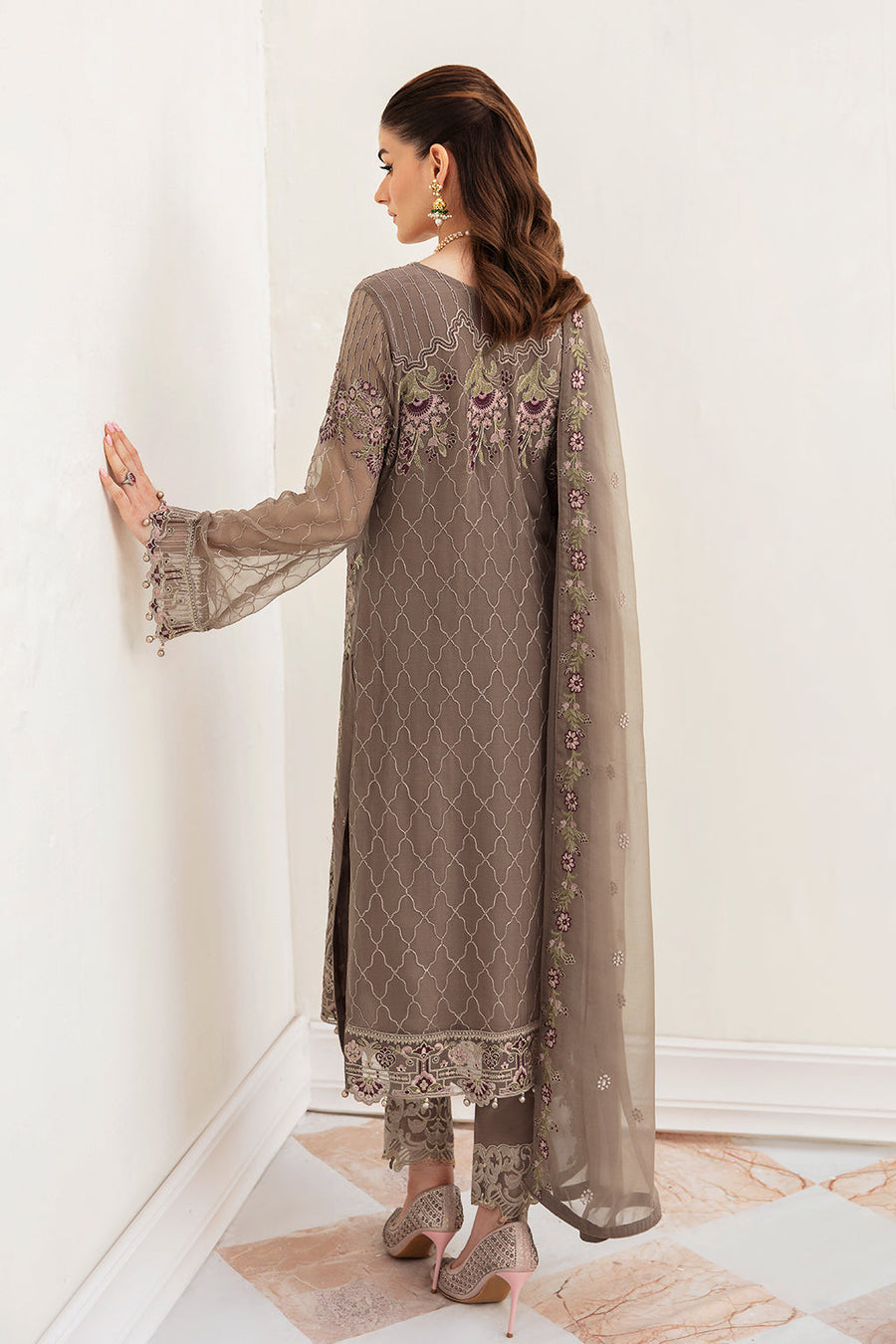 Ramsha Unstitched Embroidered Luxury Chiffon 3 Piece Suit F-2412