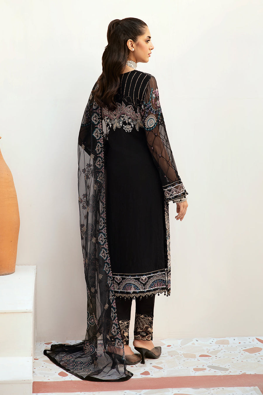 Ramsha Embroidered Luxury Chiffon Unstitched 3Pc Suit F-2606