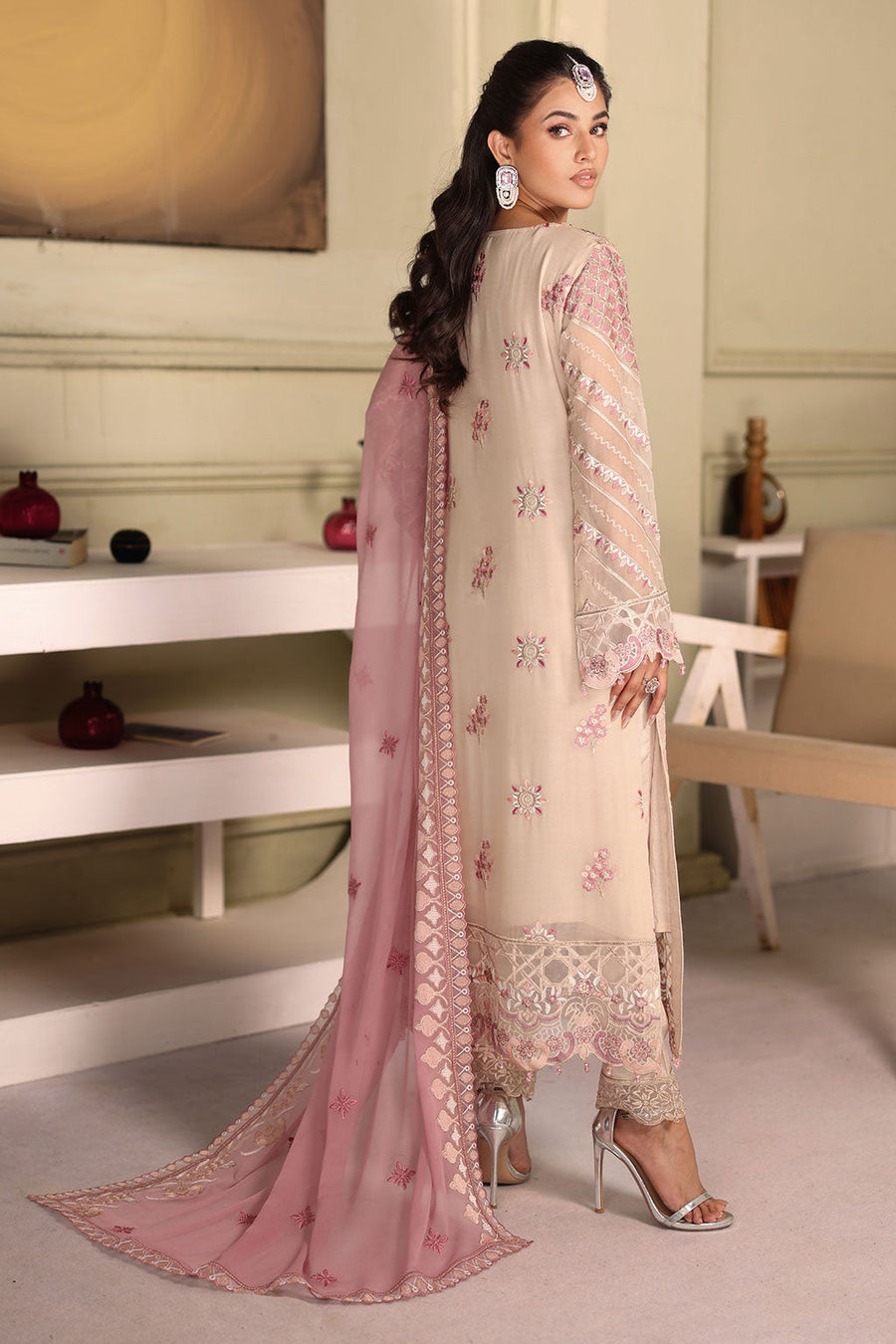 Ramsha Chiffon Vol-27 Unstitched Embroidered 3Pc Suit F-2704