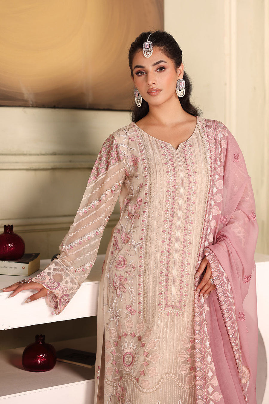 Ramsha Chiffon Vol-27 Unstitched Embroidered 3Pc Suit F-2704