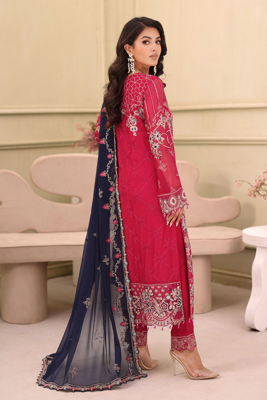 Ramsha Chiffon Vol-27 Unstitched Embroidered 3Pc Suit F-2705