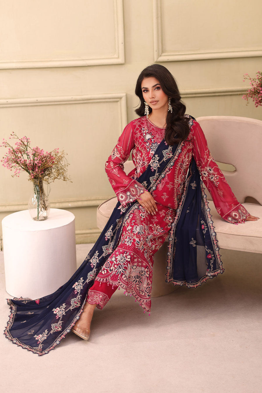 Ramsha Chiffon Vol-27 Unstitched Embroidered 3Pc Suit F-2705