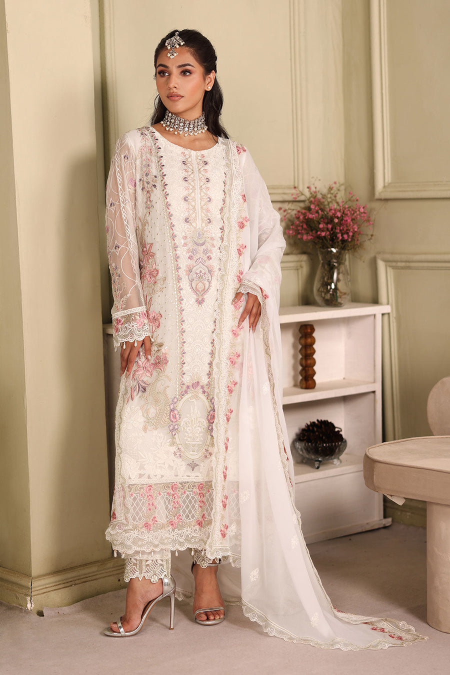 Ramsha Chiffon Vol-27 Unstitched Embroidered 3Pc Suit F-2706