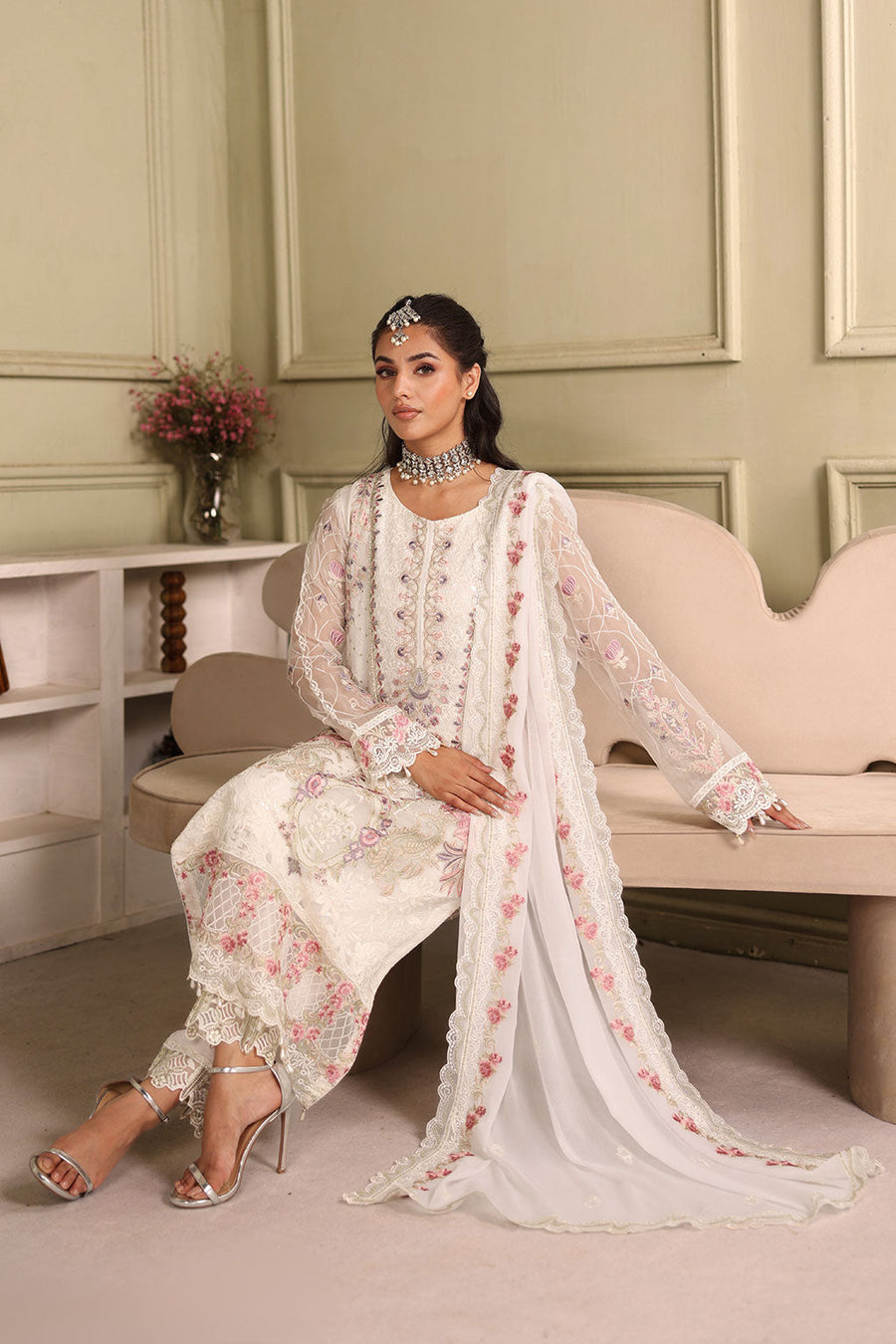 Ramsha Chiffon Vol-27 Unstitched Embroidered 3Pc Suit F-2706