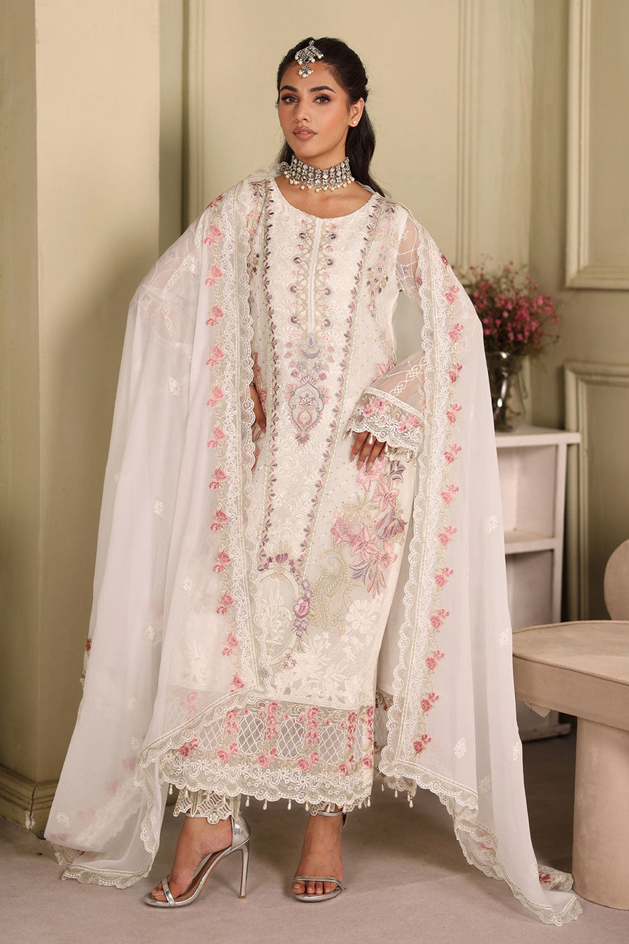 Ramsha Chiffon Vol-27 Unstitched Embroidered 3Pc Suit F-2706