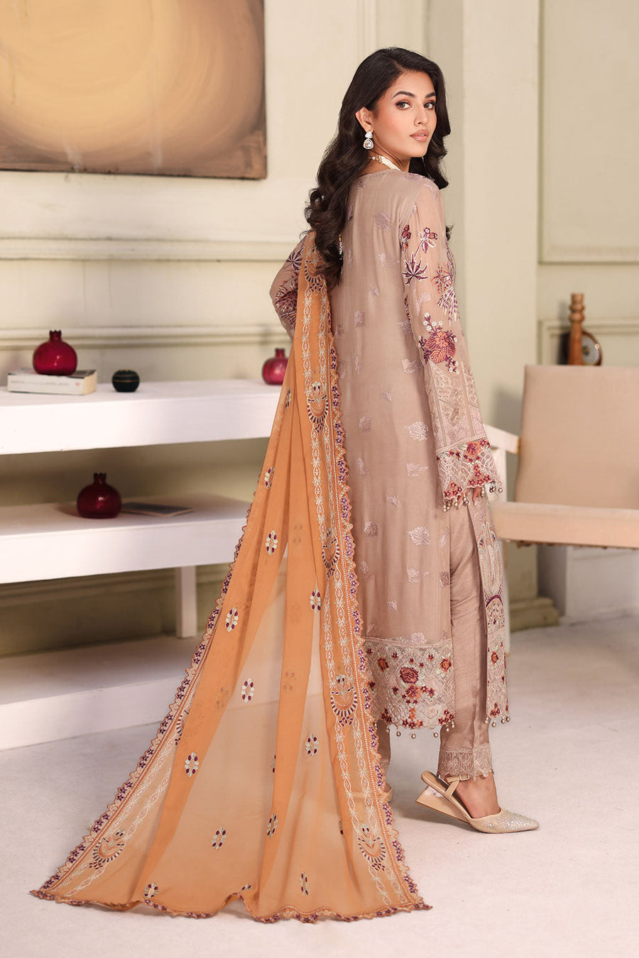 Ramsha Chiffon Vol-27 Unstitched Embroidered 3Pc Suit F-2708