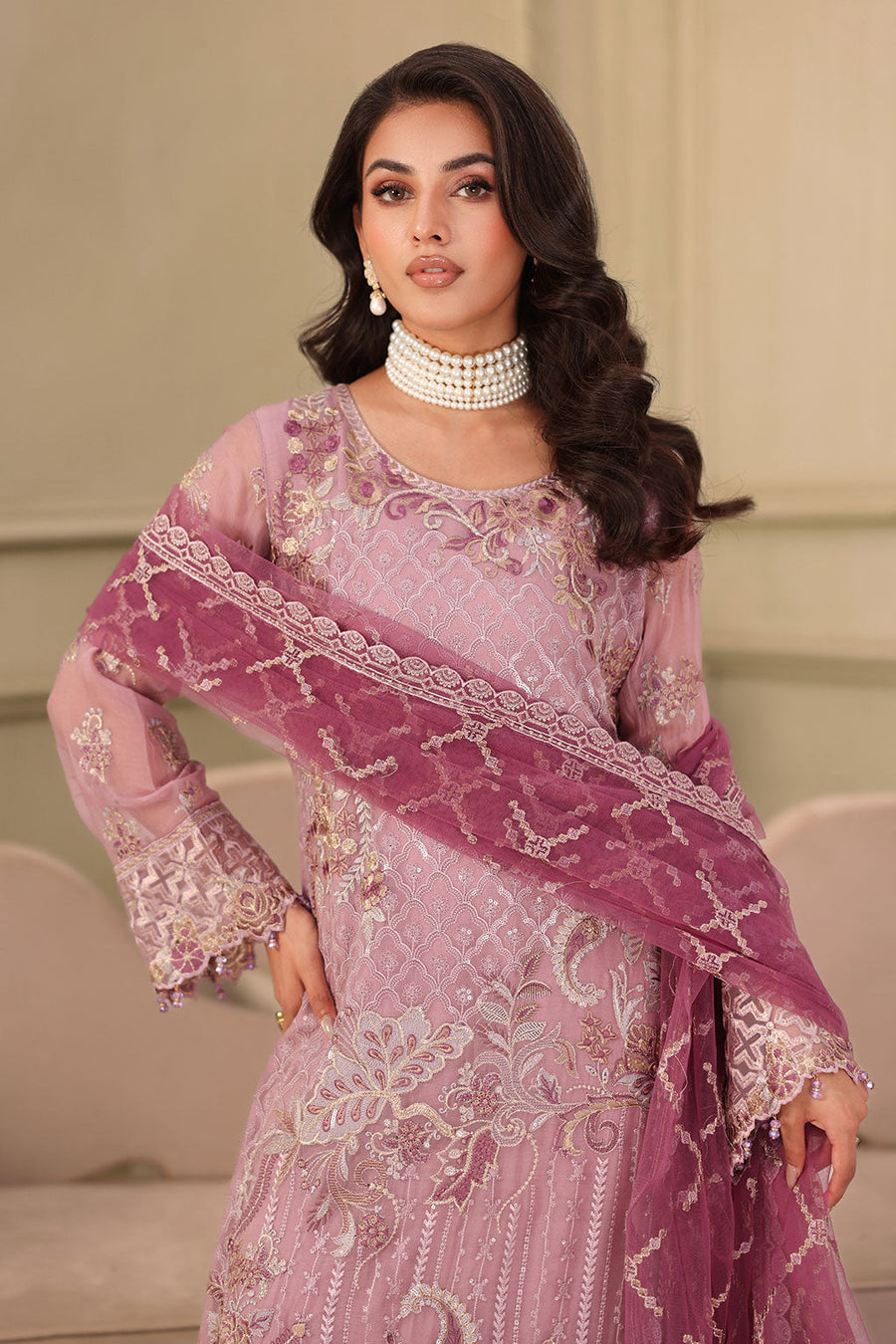 Ramsha Chiffon Vol-27 Unstitched Embroidered 3Pc Suit F-2709