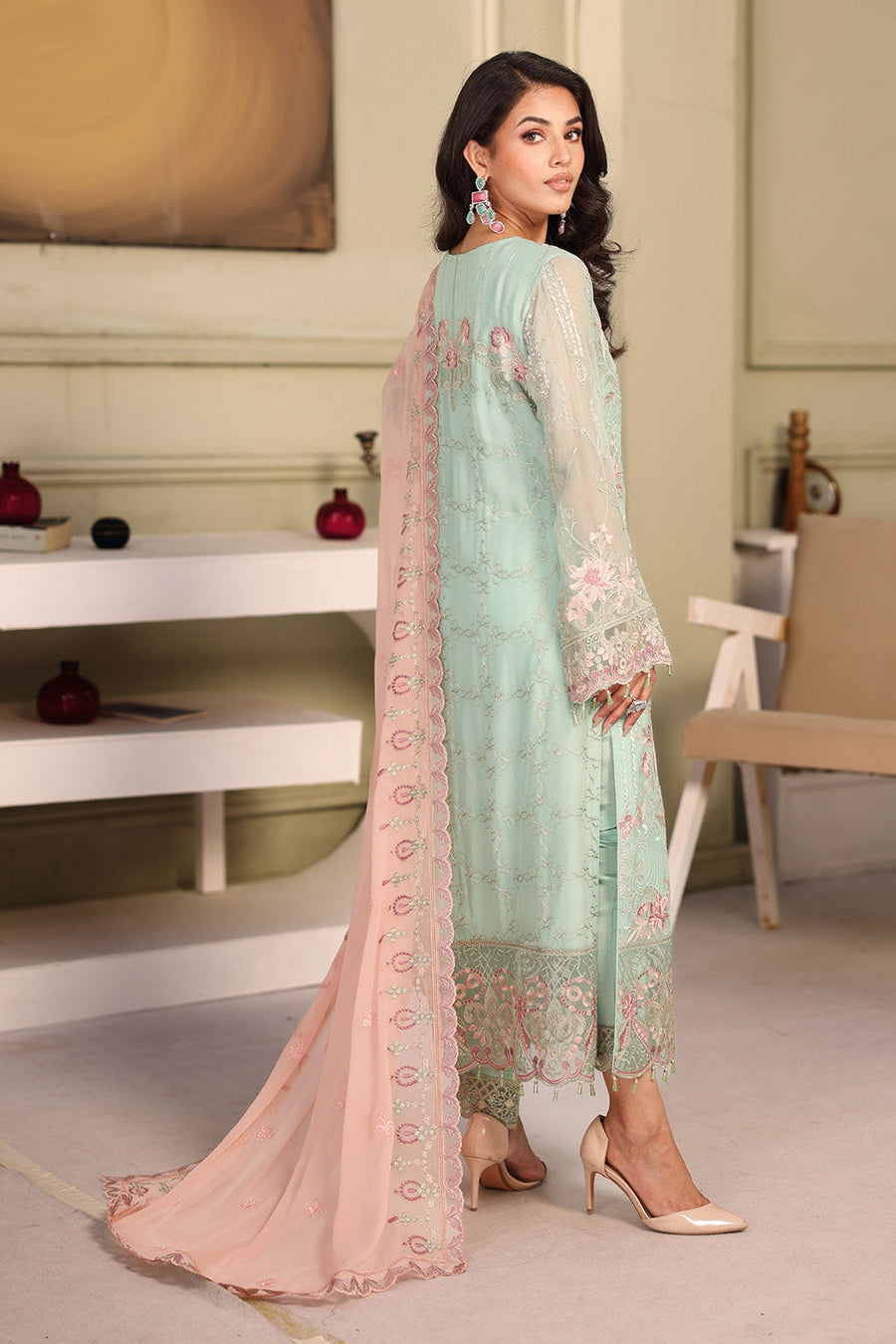 Ramsha Chiffon Vol-27 Unstitched Embroidered 3Pc Suit F-2710