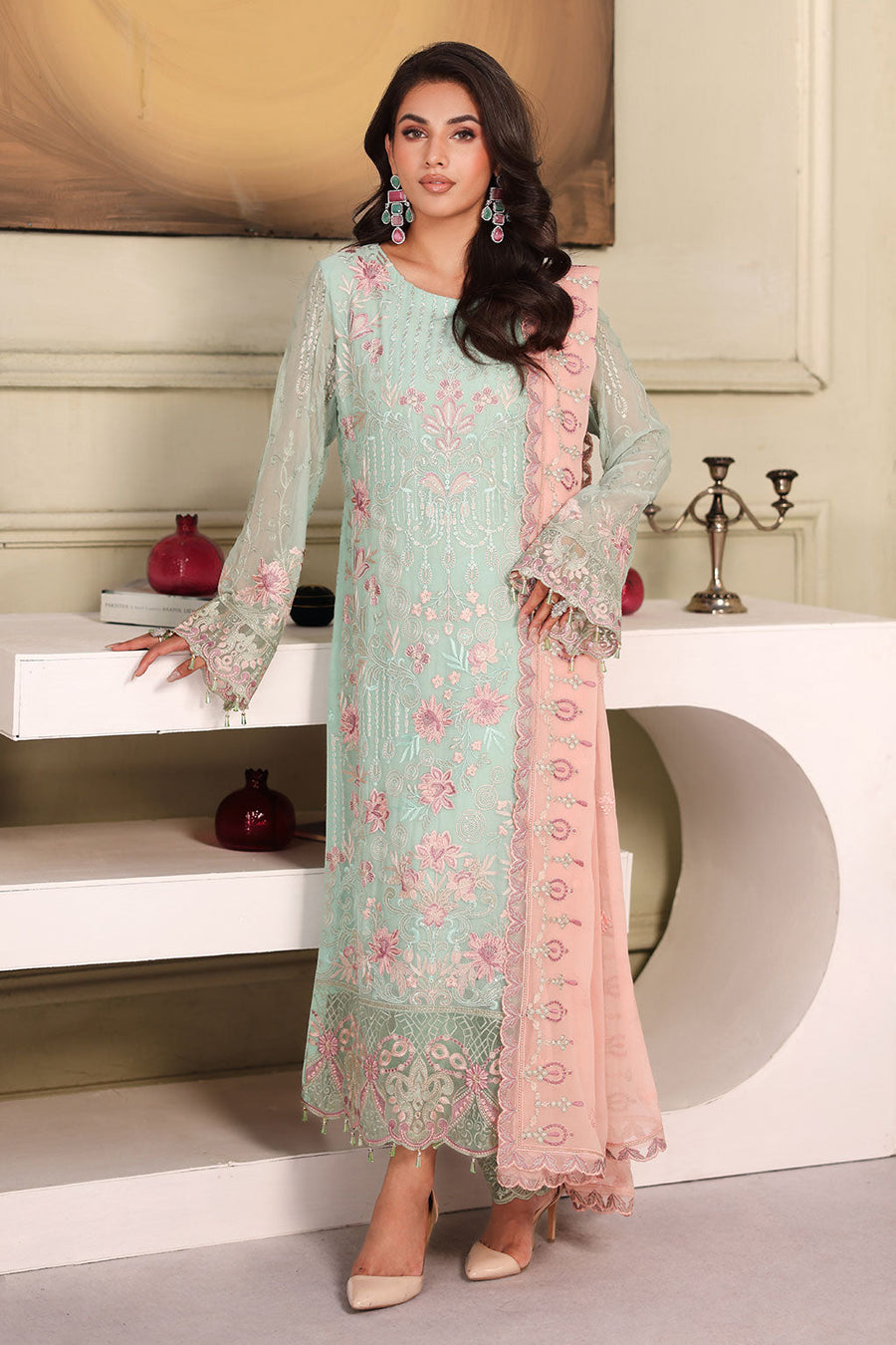 Ramsha Chiffon Vol-27 Unstitched Embroidered 3Pc Suit F-2710