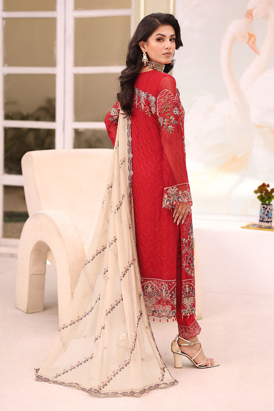 Ramsha Chiffon Vol-27 Unstitched Embroidered 3Pc Suit F-2711