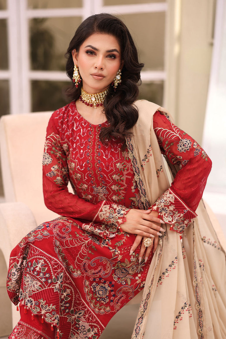 Ramsha Chiffon Vol-27 Unstitched Embroidered 3Pc Suit F-2711