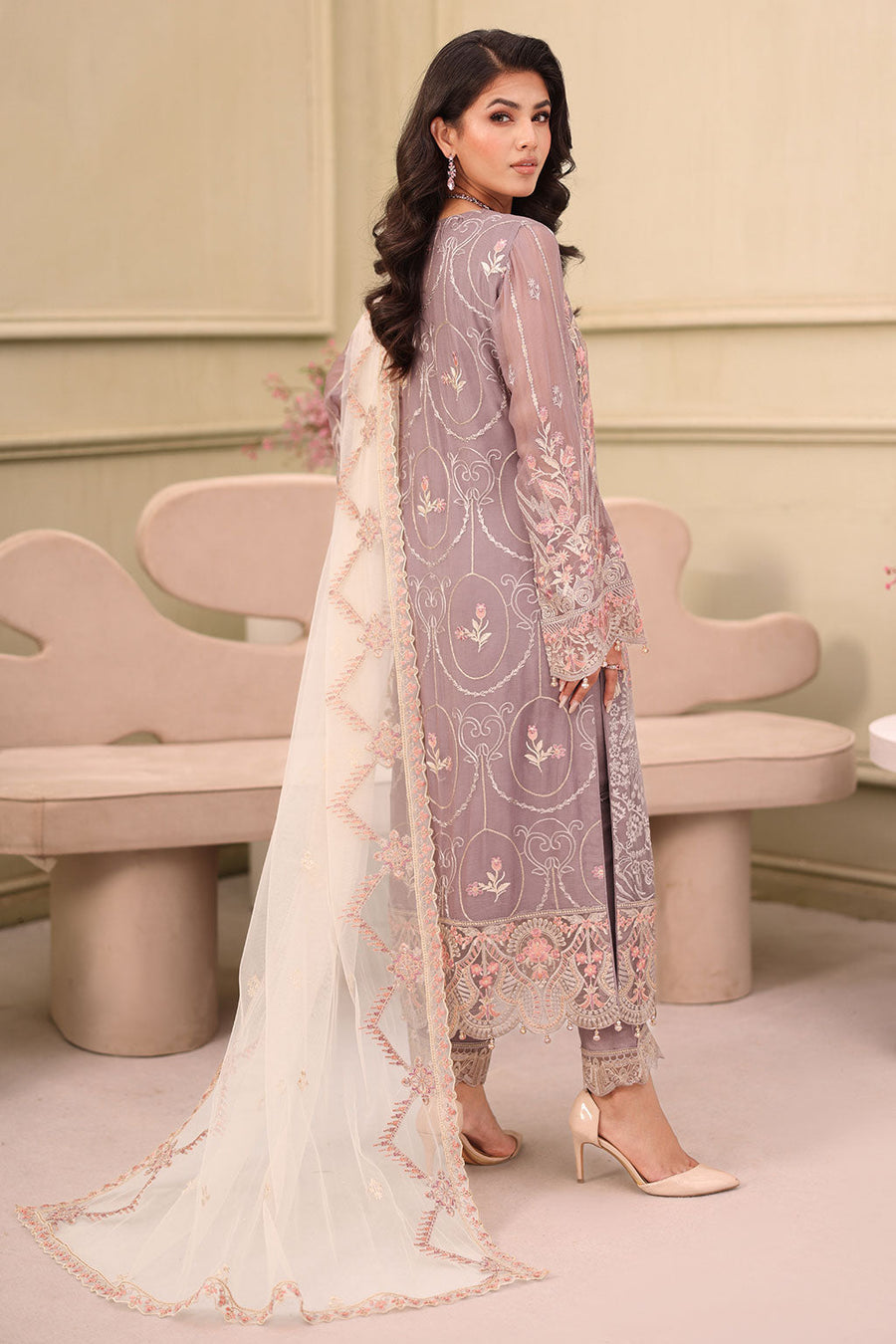 Ramsha Chiffon Vol-27 Unstitched Embroidered 3Pc Suit F-2712
