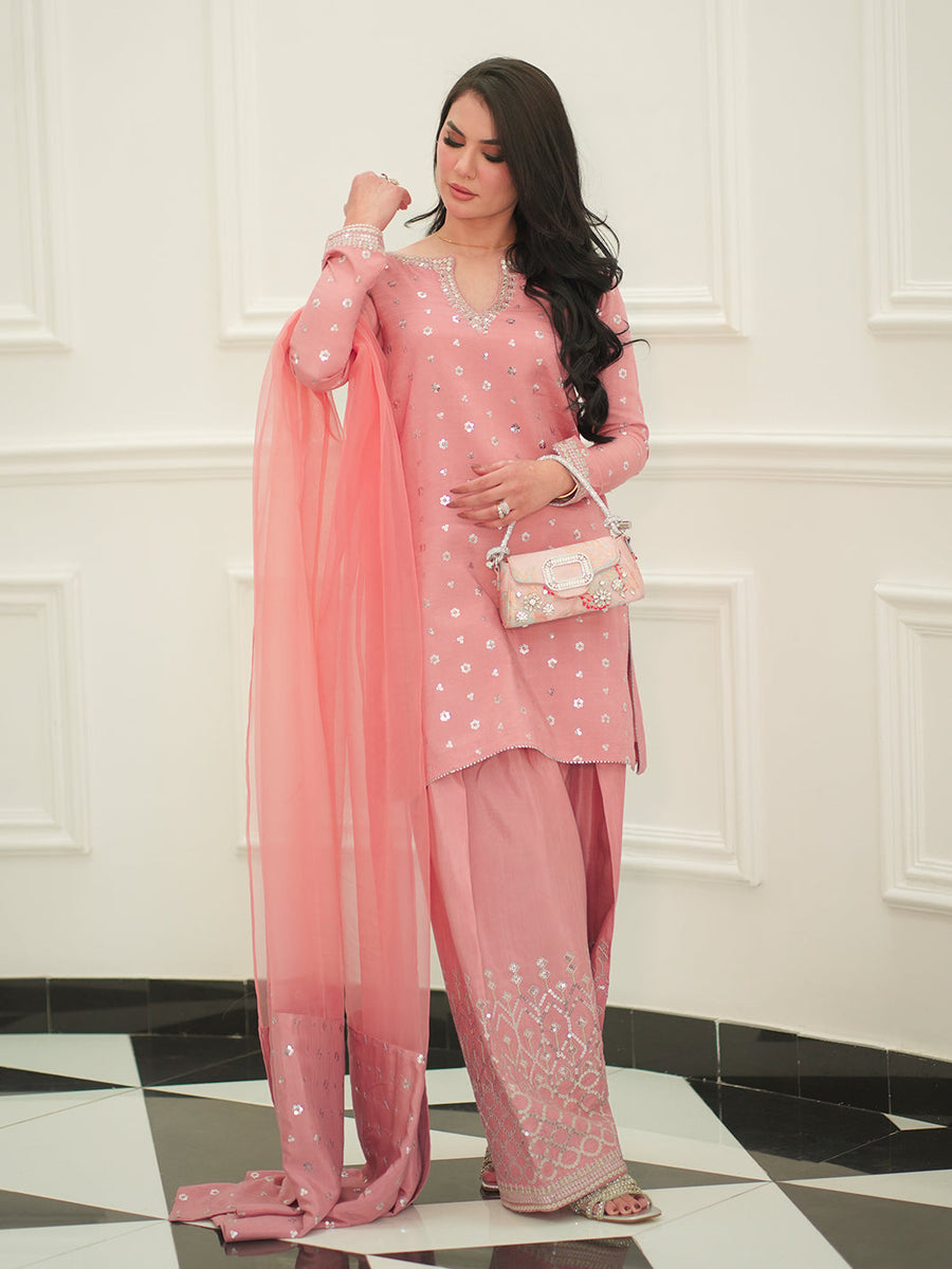 Faiza Faisal Mayal Festive Pret Embroidered Raw Silk 3Pc Suit - FARIHA