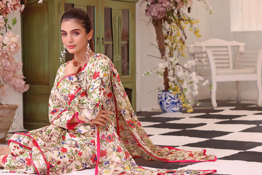 Feathers Premium Printed Lawn Unstitched 3Pc Suit FATIN-FT102