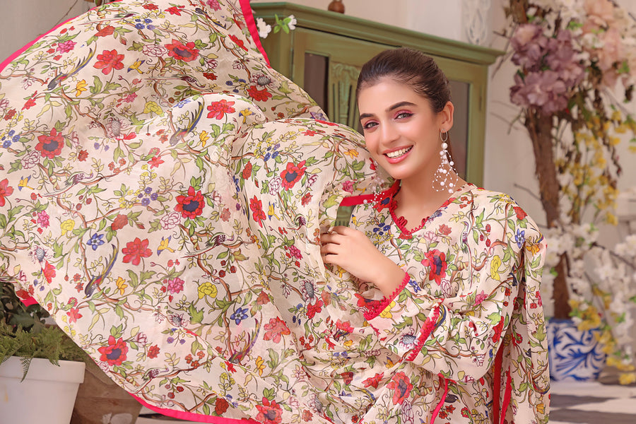 Feathers Premium Printed Lawn Unstitched 3Pc Suit FATIN-FT102