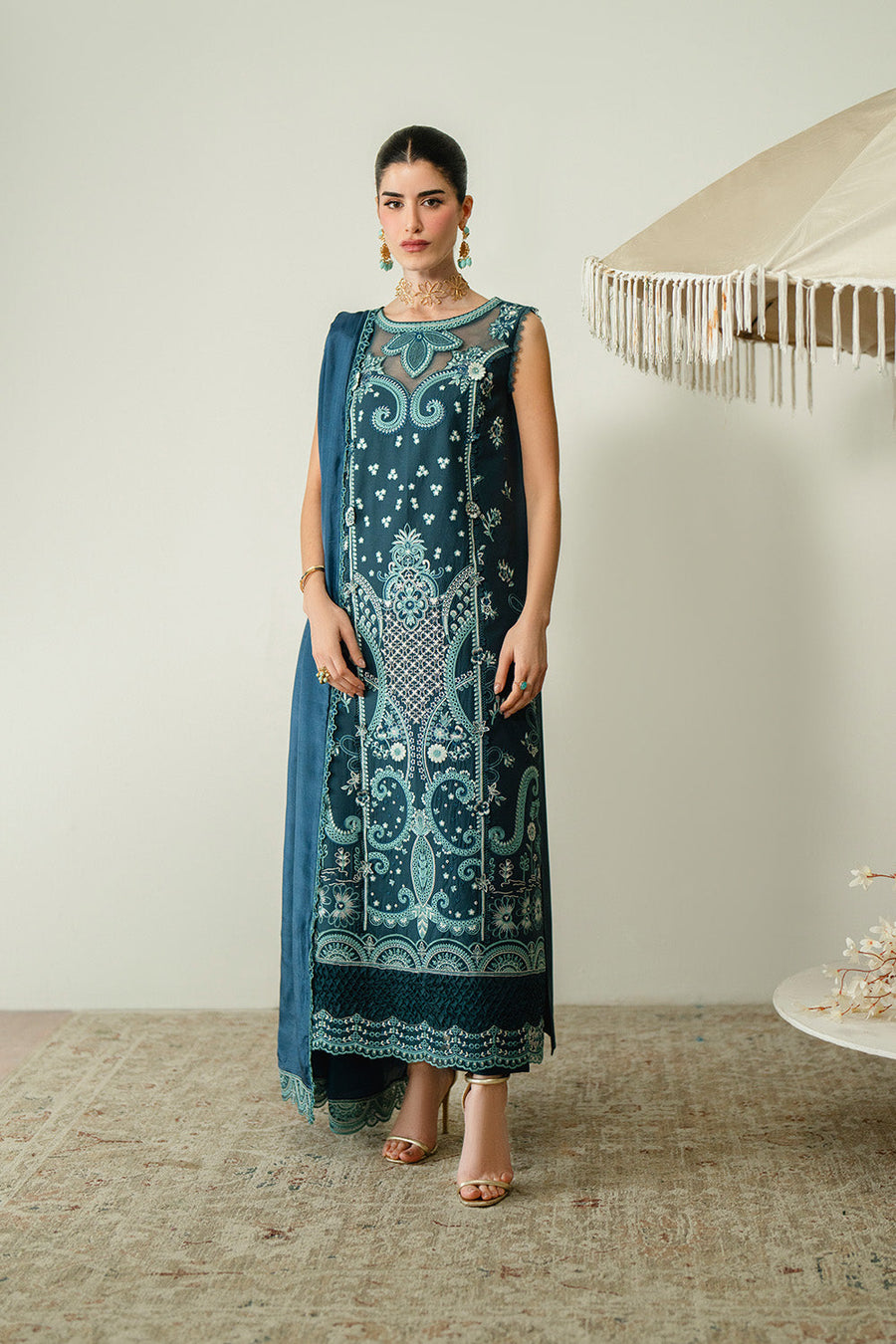 Zariya Zaira Embroidered Luxury Lawn Unstitched 3Pc Suit ZB6S101 FAUNA