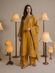 Viana by Sanam Saeed Embroidered Karandi Unstitched 3Pc Suit - FAWN
