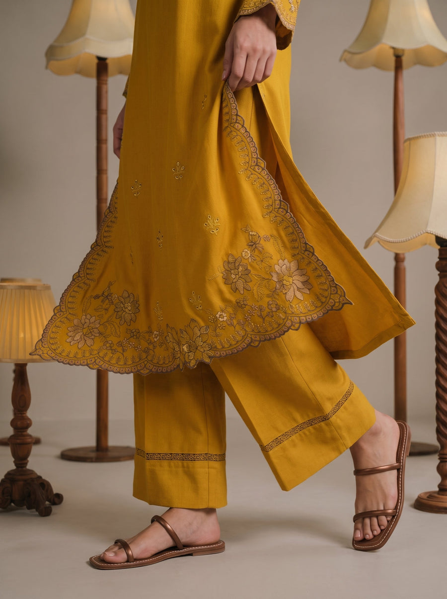 Viana by Sanam Saeed Embroidered Karandi Unstitched 3Pc Suit - FAWN