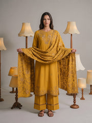 Viana by Sanam Saeed Embroidered Karandi Unstitched 3Pc Suit - FAWN