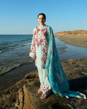 Hania amir ice blue with bold red florals  from coco by zara shahjahan