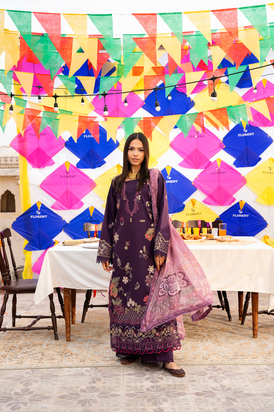 Florent Basant Chikankari Embroidered Lawn Unstitched 3Pc Suit FZ-1A