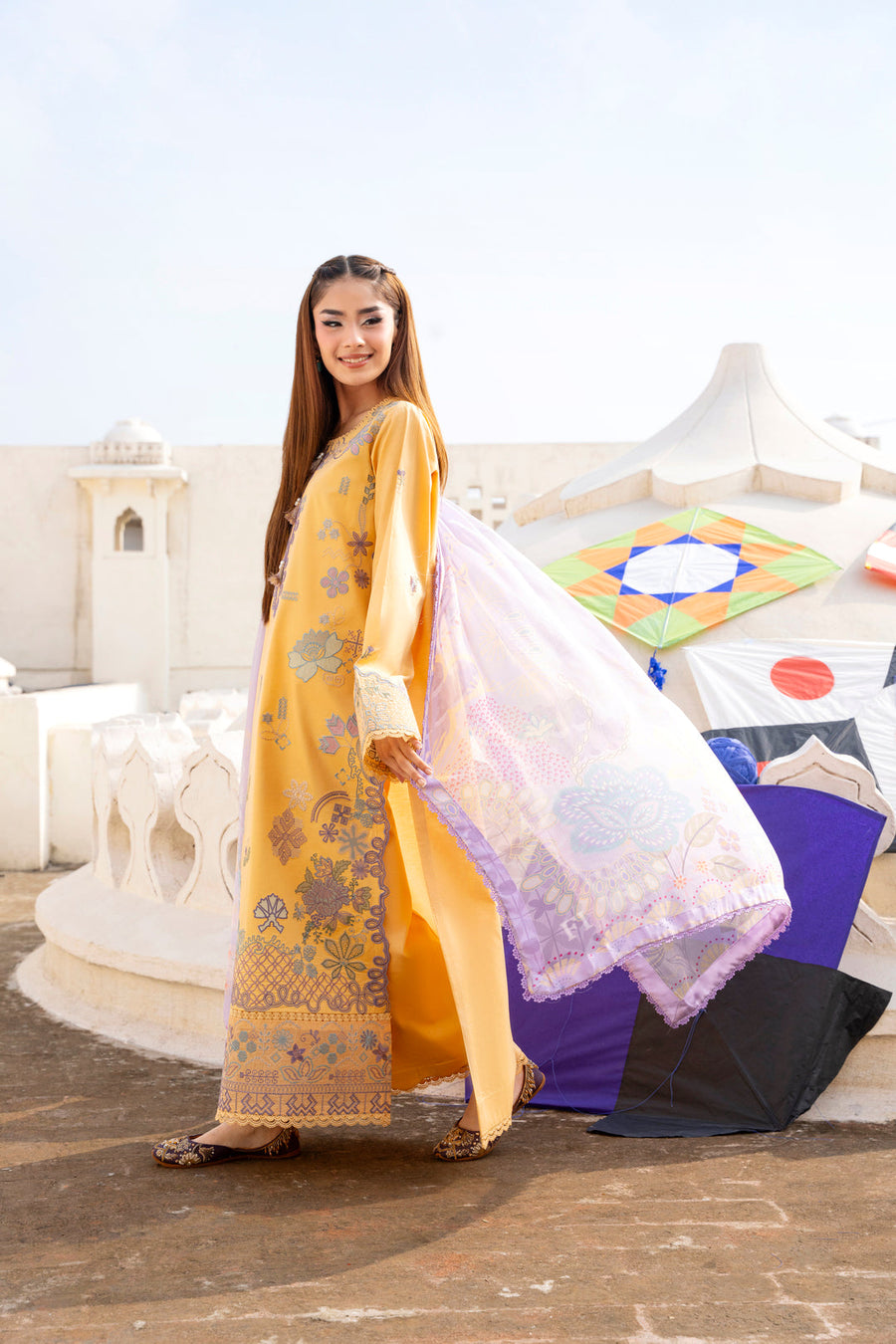 Florent Basant Chikankari Embroidered Lawn Unstitched 3Pc Suit FZ-1B