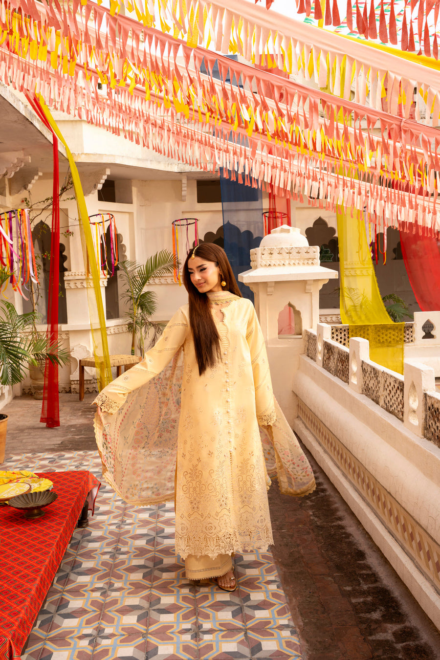 Florent Basant Chikankari Embroidered Lawn Unstitched 3Pc Suit FZ-2A