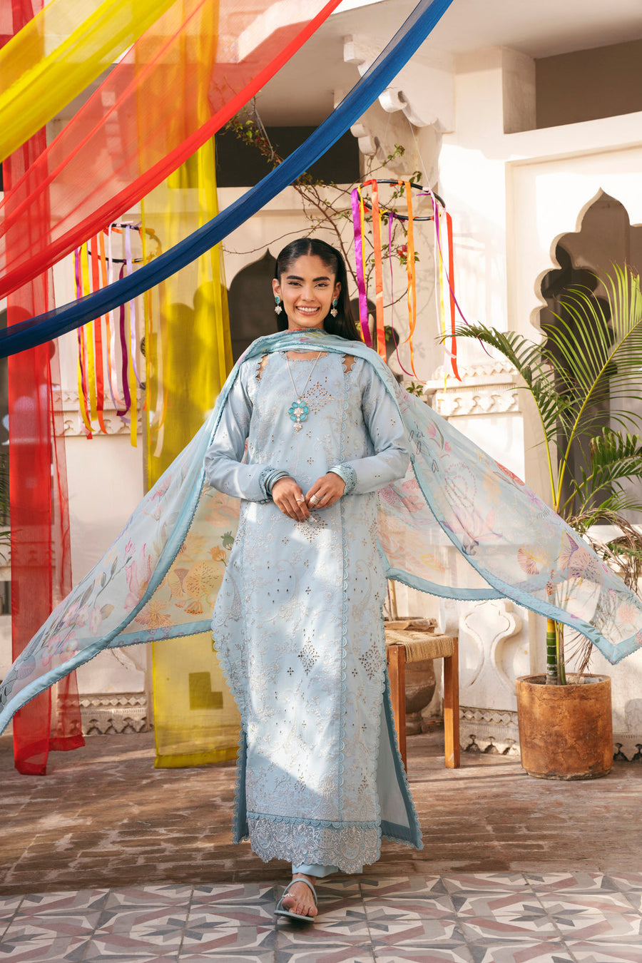 Florent Basant Chikankari Embroidered Lawn Unstitched 3Pc Suit FZ-4B
