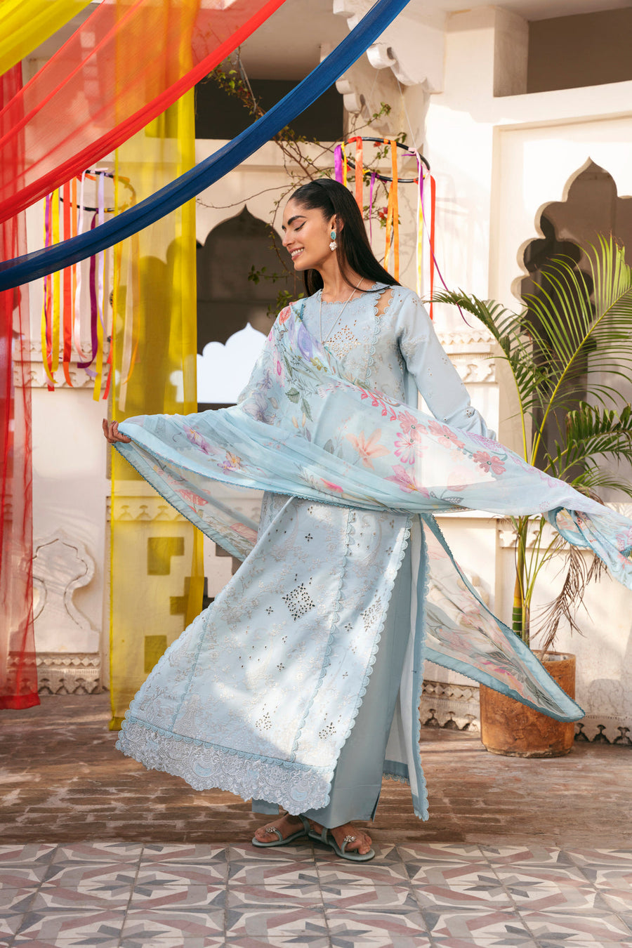 Florent Basant Chikankari Embroidered Lawn Unstitched 3Pc Suit FZ-4B