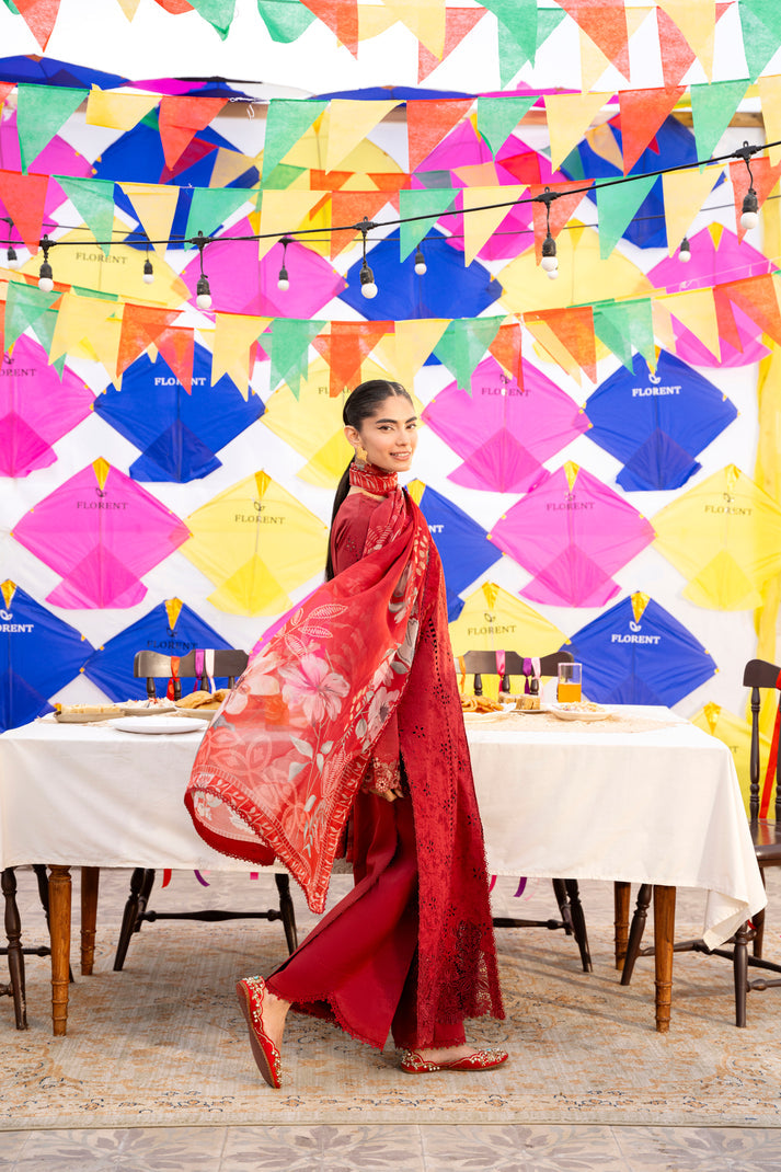 Florent Basant Chikankari Embroidered Lawn Unstitched 3Pc Suit FZ-7A