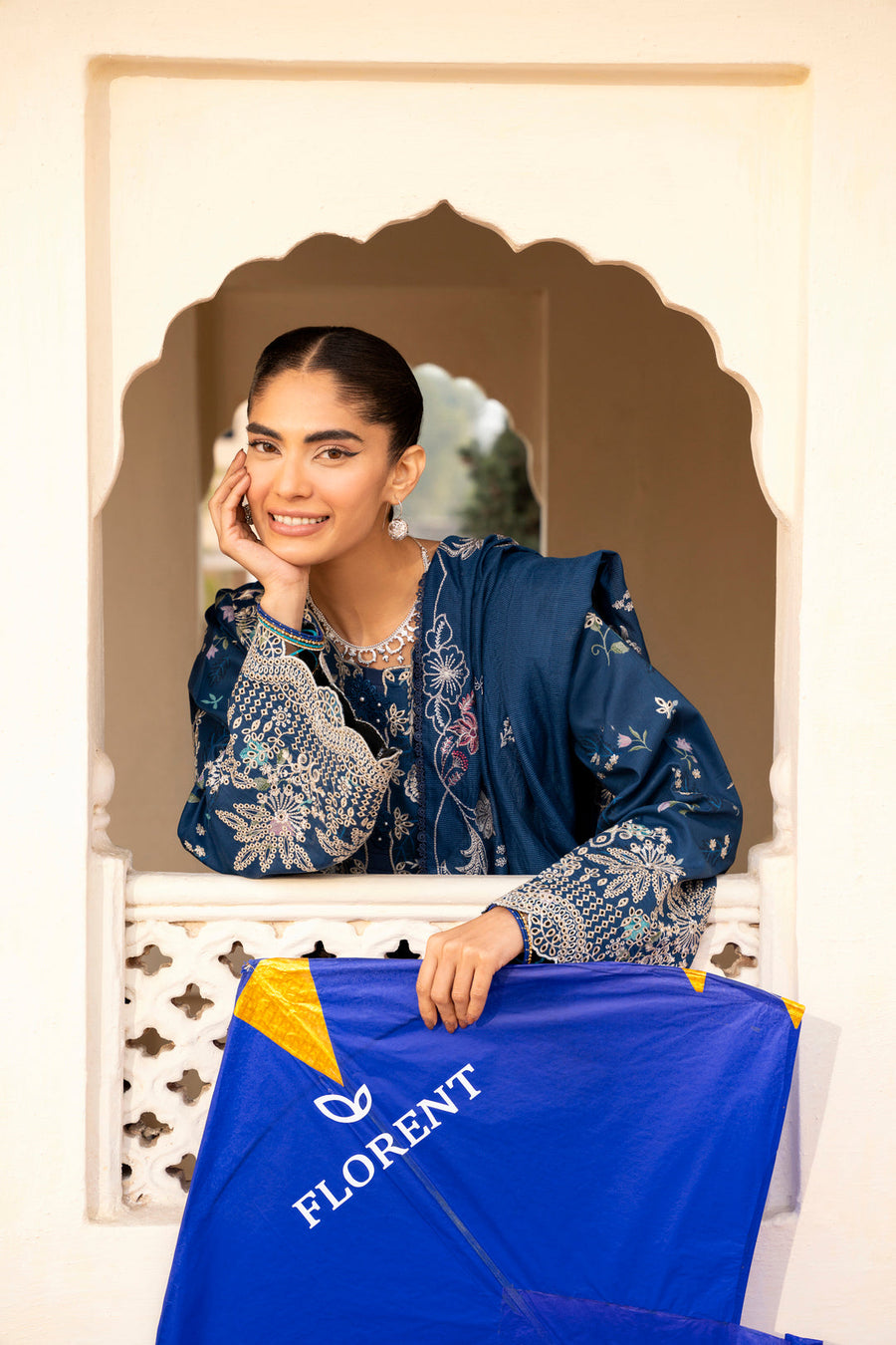 Florent Basant Chikankari Embroidered Lawn Unstitched 3Pc Suit FZ-8B