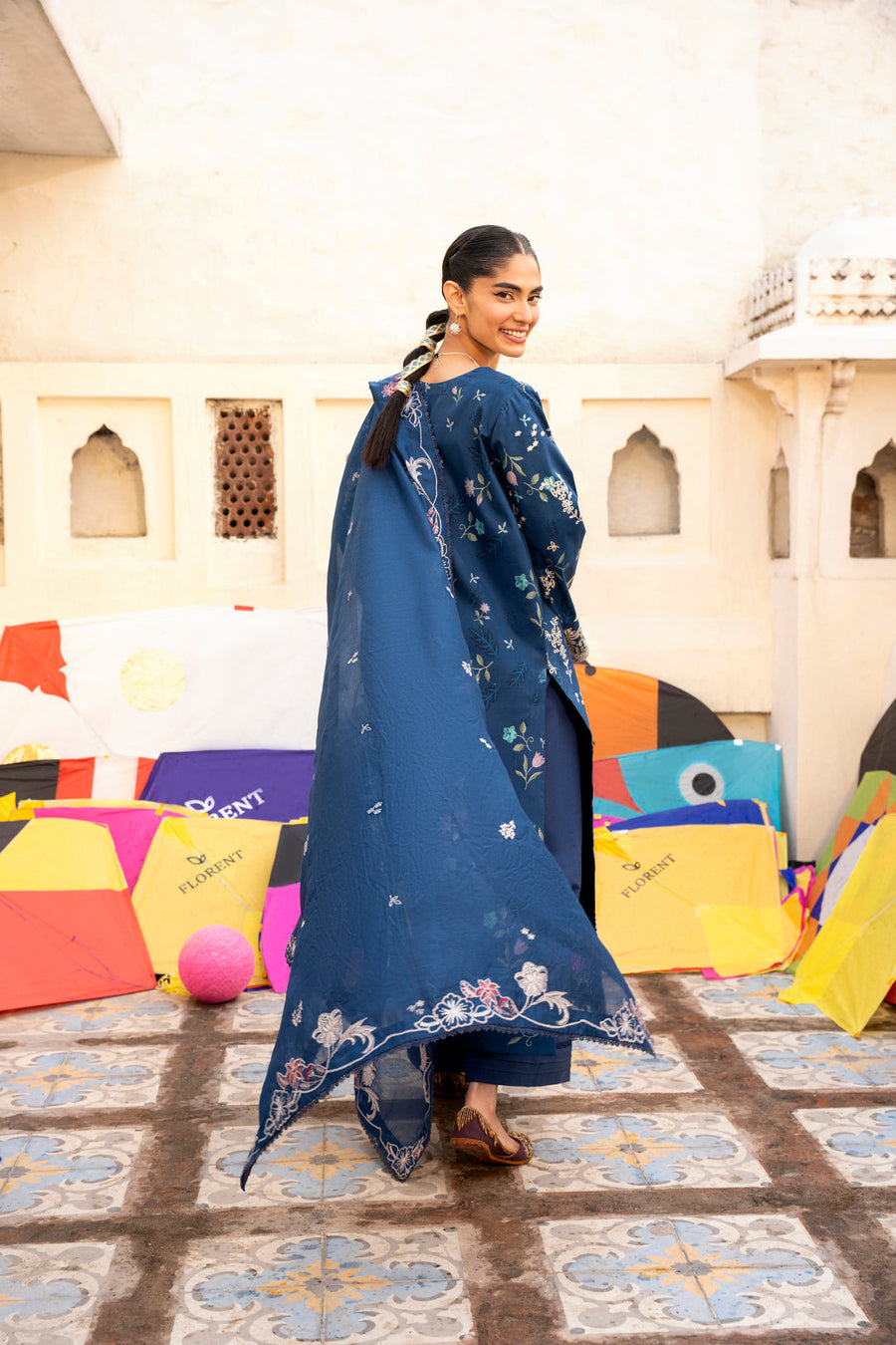 Florent Basant Chikankari Embroidered Lawn Unstitched 3Pc Suit FZ-8B