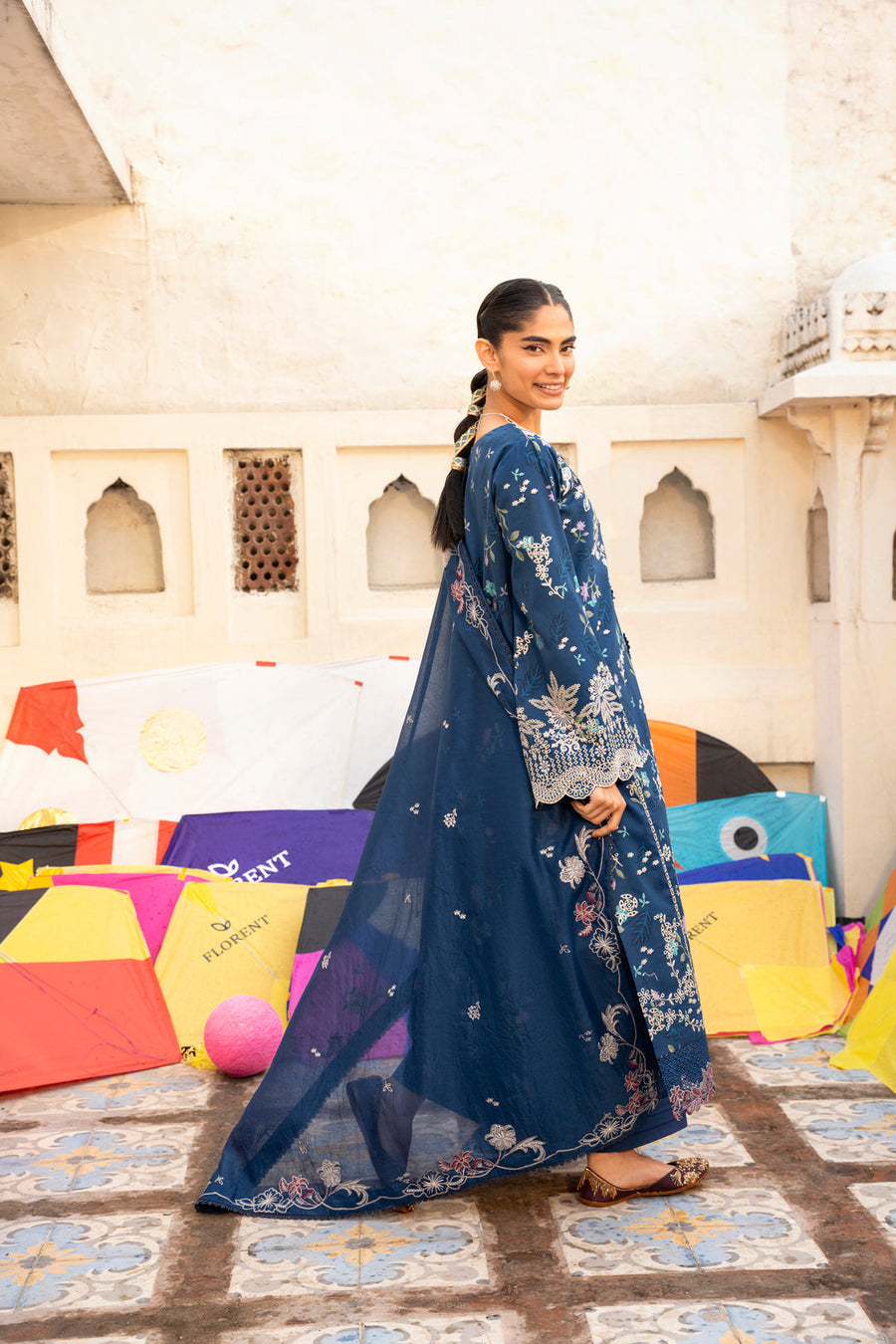 Florent Basant Chikankari Embroidered Lawn Unstitched 3Pc Suit FZ-8B