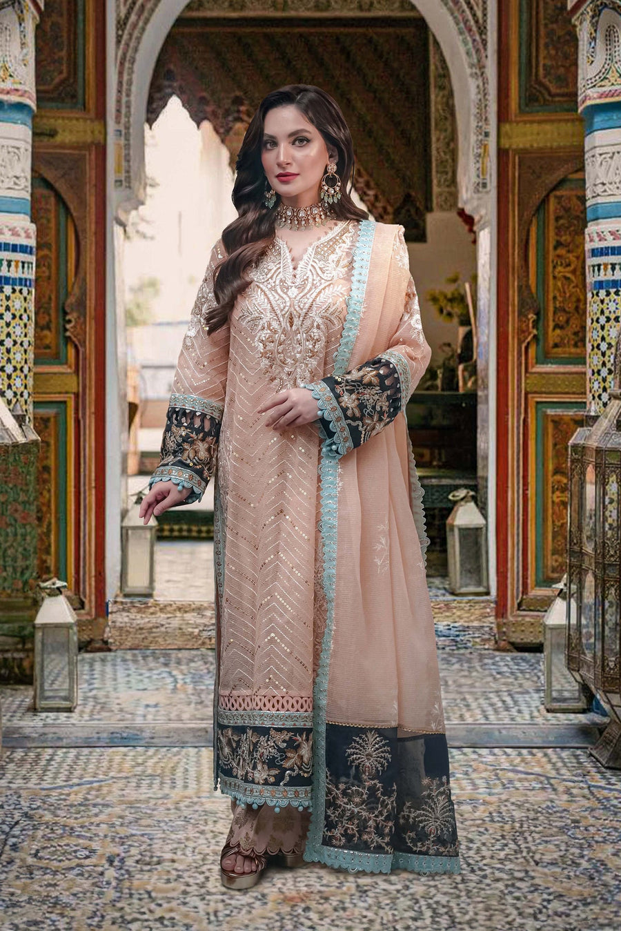 Sable Vogue Embroidered Net Unstitched 4 Piece Suit FC-01-23