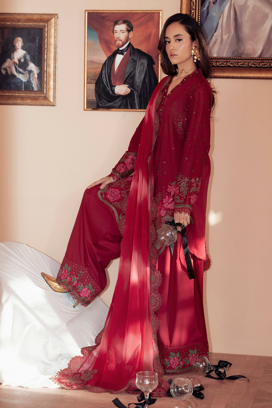 NUREH Feya Embroidered Lawn Unstitched 3Pc Suit FE-07