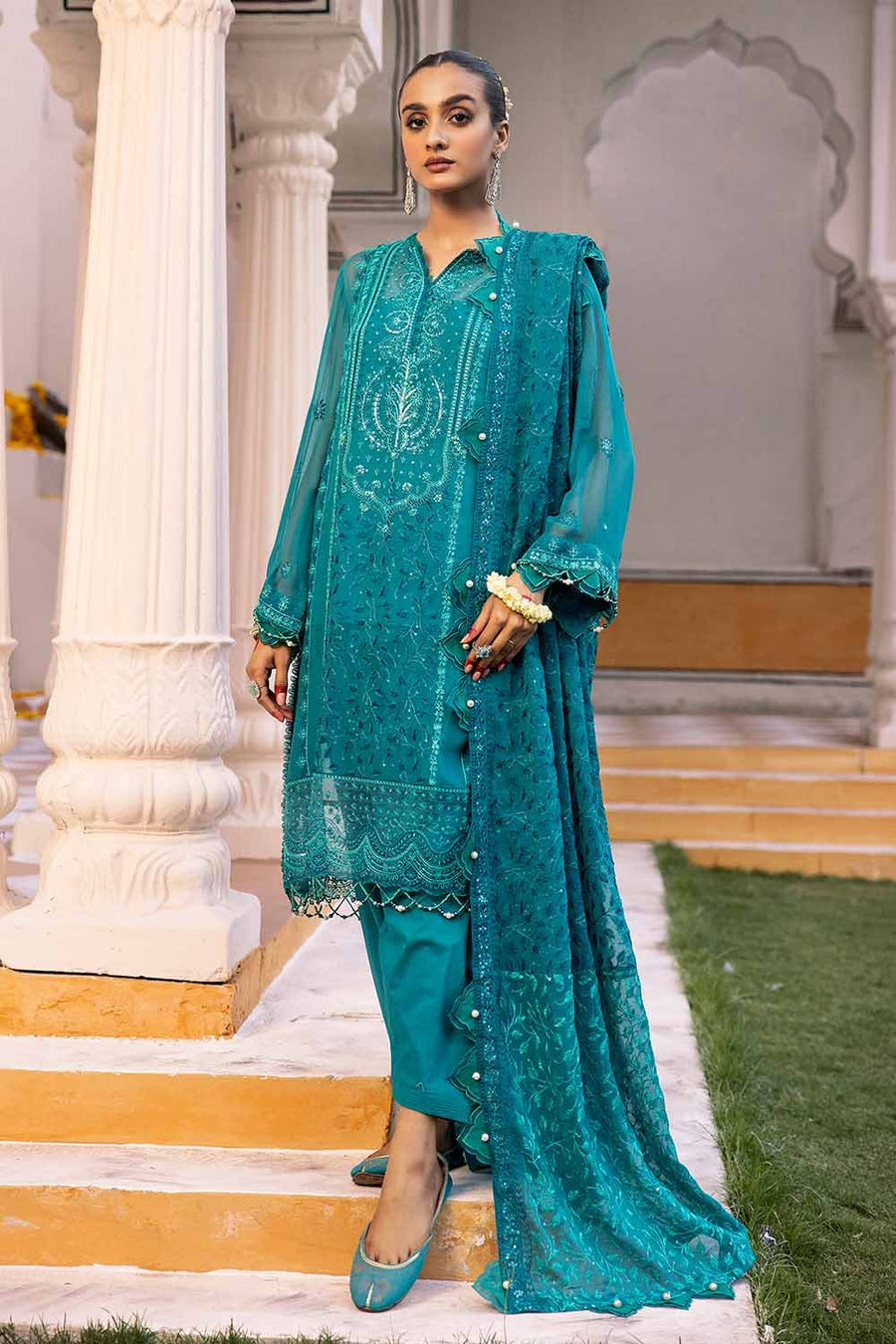 Gul Ahmed Eid ul Adha Embroidered Chiffon Unstitched 3Pc Suit FE-42024